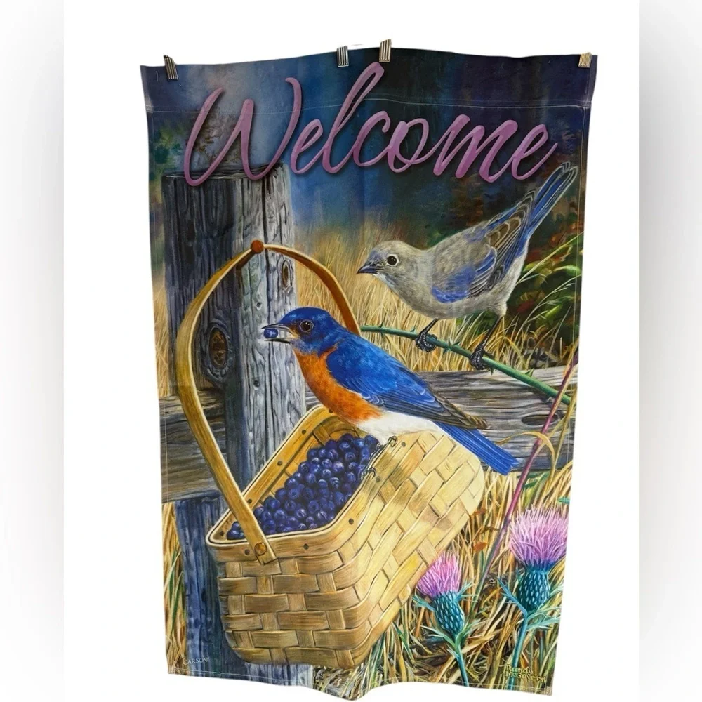 Welcome Bird and Basket Garden Flag